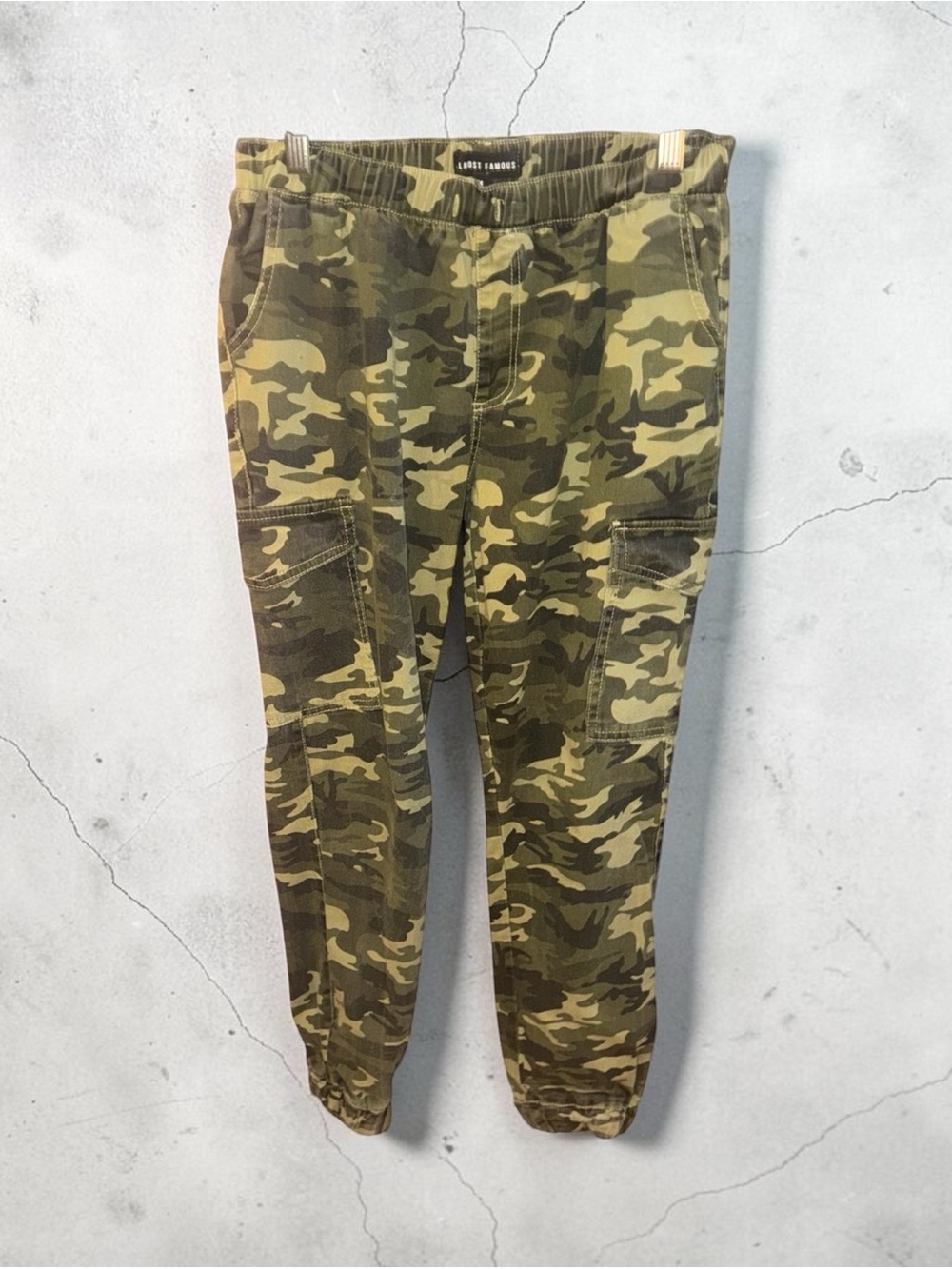 Almost Famous Olive Green Camo Ankle Cargo Pants